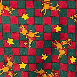 Vintage Christmas Reindeer and Checks - VIP Cranston - 3-3/4 jarda - Sprzedawane w jednym ciągłym kawałku - Szerokość 45" - Wyprzedane