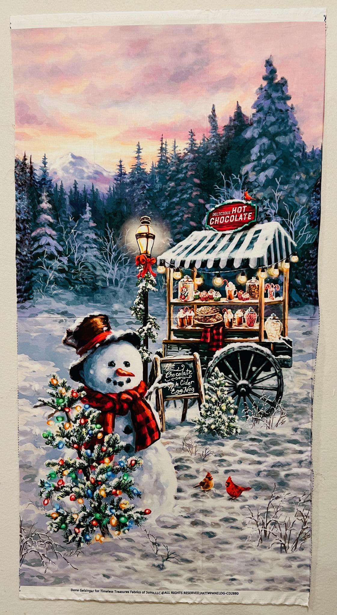 Snowman Winter Scene Fabric Panel – Donna Gelsinger, 24