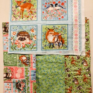 Forest Friends Panel Plus 3 Coordinating Prints (3-1/2 Yards total) by Nancy Archer for Studio E Fabrics - Out of Print