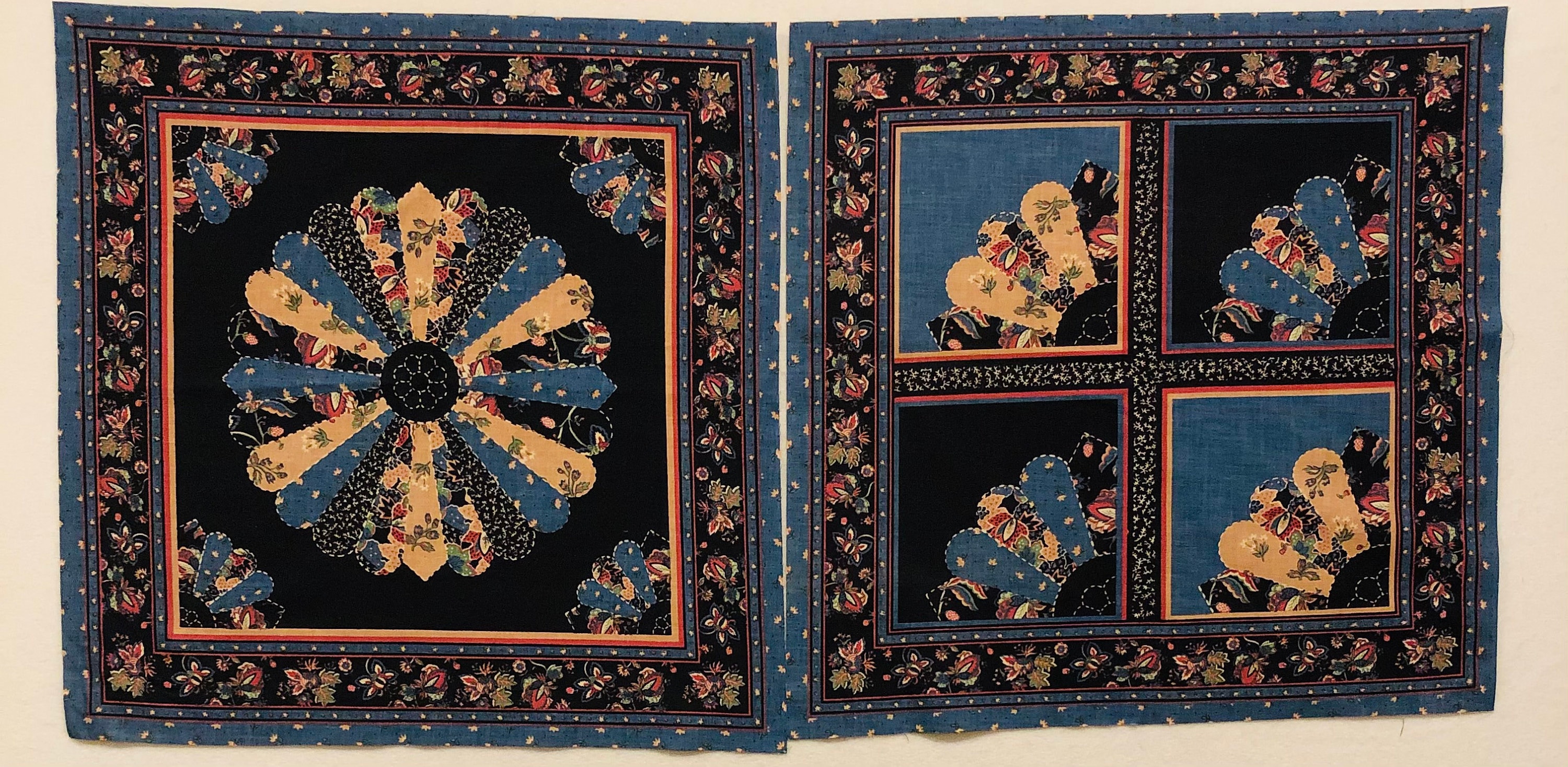 ヴィンテージ VIP ドレスデン プレートとファン キルト ブロック