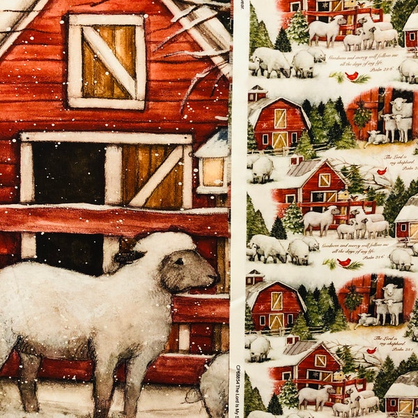 The Lord Is My Shepherd Your Choice - Panel only, or Panel plus 1 Yard Coordinating Fabric - Susan Winget - Out of Print