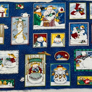 Snowfolks Tea Party panel 23&quot; x 45&quot; by Janet Wecker Frisch - Out of Print