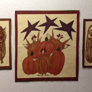 Moda Fall Frolic Pumpkin Fabric Panel by Sandy Gervais - Vintage