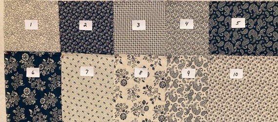 Andover's Vintage 1800 Reproduction Fabric Color Blues/whites Your Choice  0f 10 Prints 1/2 Yard or Bundle of All 10 Fat Quarters - Etsy Denmark