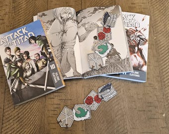 4-Schilder: Attack on Titan inspiriertes Anime Lesezeichen