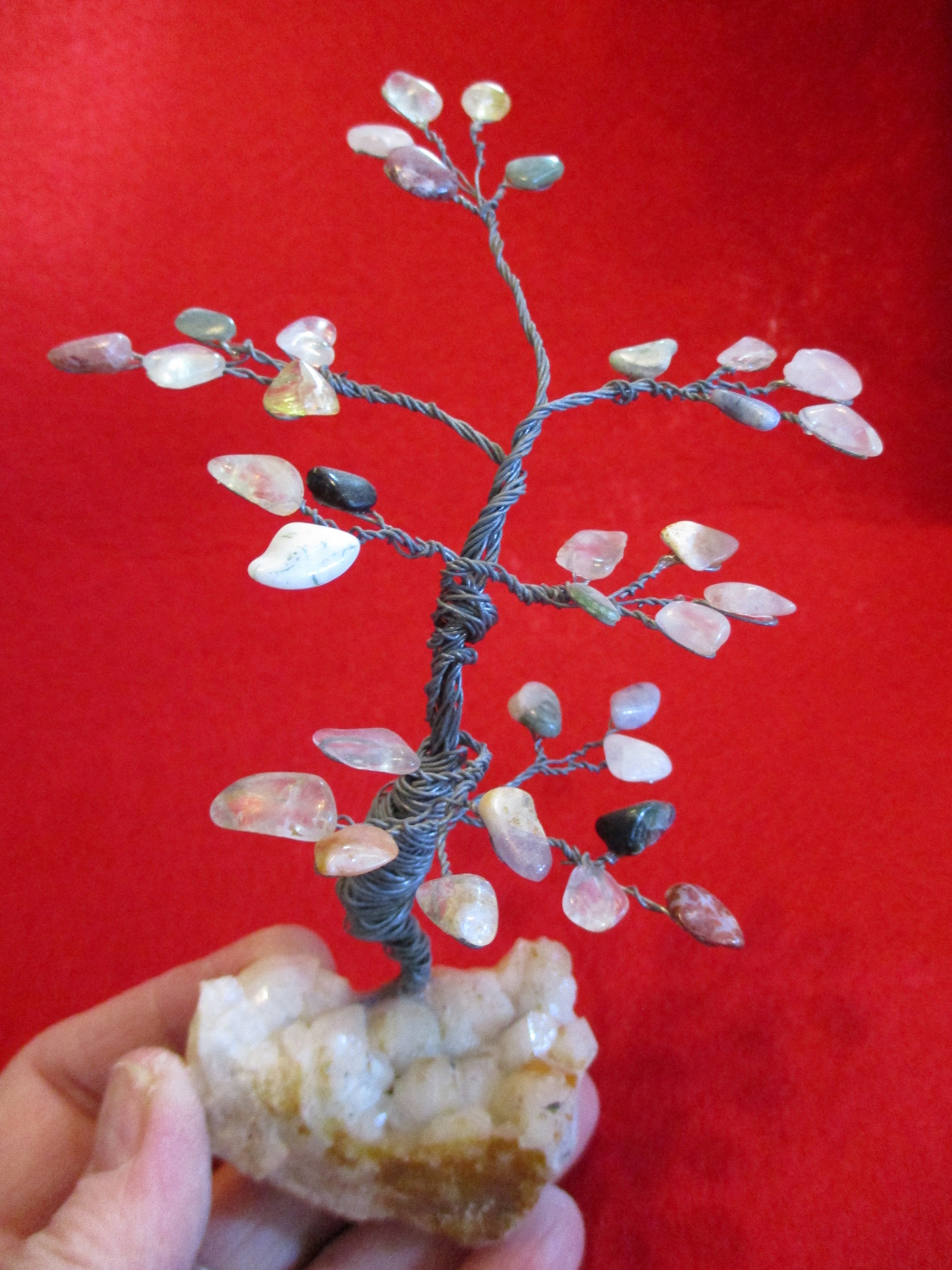 Gemstone Tree, Hand Sculpted, Multi Gem Including North, South Carolina Quartz Crystal and
