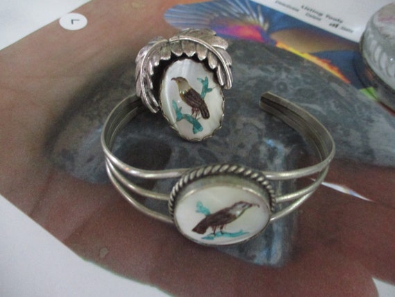 Native American Very Rare Turquoise Coral Inlay Sterling Silver Older Bracelet Native American Very Rare Turquoise Coral Inlay Sterling Silver Older Bracelet