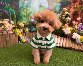 Summer Dog Shirt Striped Pet Shirt Puppy Clothes Small Dog Outfit Cute Summer Dog Clothes Collared Dog Tee Stripe Dog Shirt