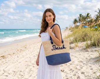 Beach Tote Bag Large Straw Tote Summer Woven Shopper Vacation Bag Resort Bag Gift
