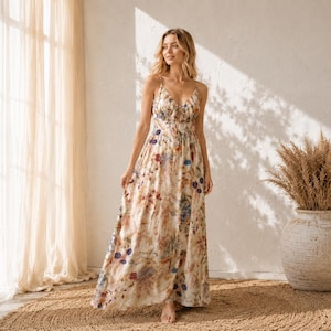 romantic flowy dress Modest Flowy Tulle Gray Romantic Prom Dress with Lace Top GDC1229