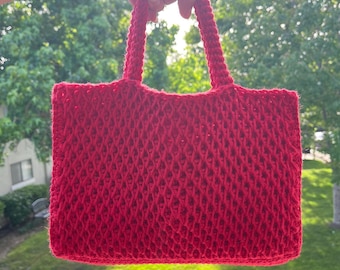 Honeycomb Stitch Crochet Handbag | Top Handle Purse | Custom Color Options