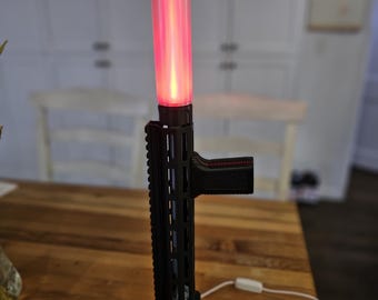 AR-15 Rail Replica Desk Lamp. 3D printed LED lit Suppressor with effects.