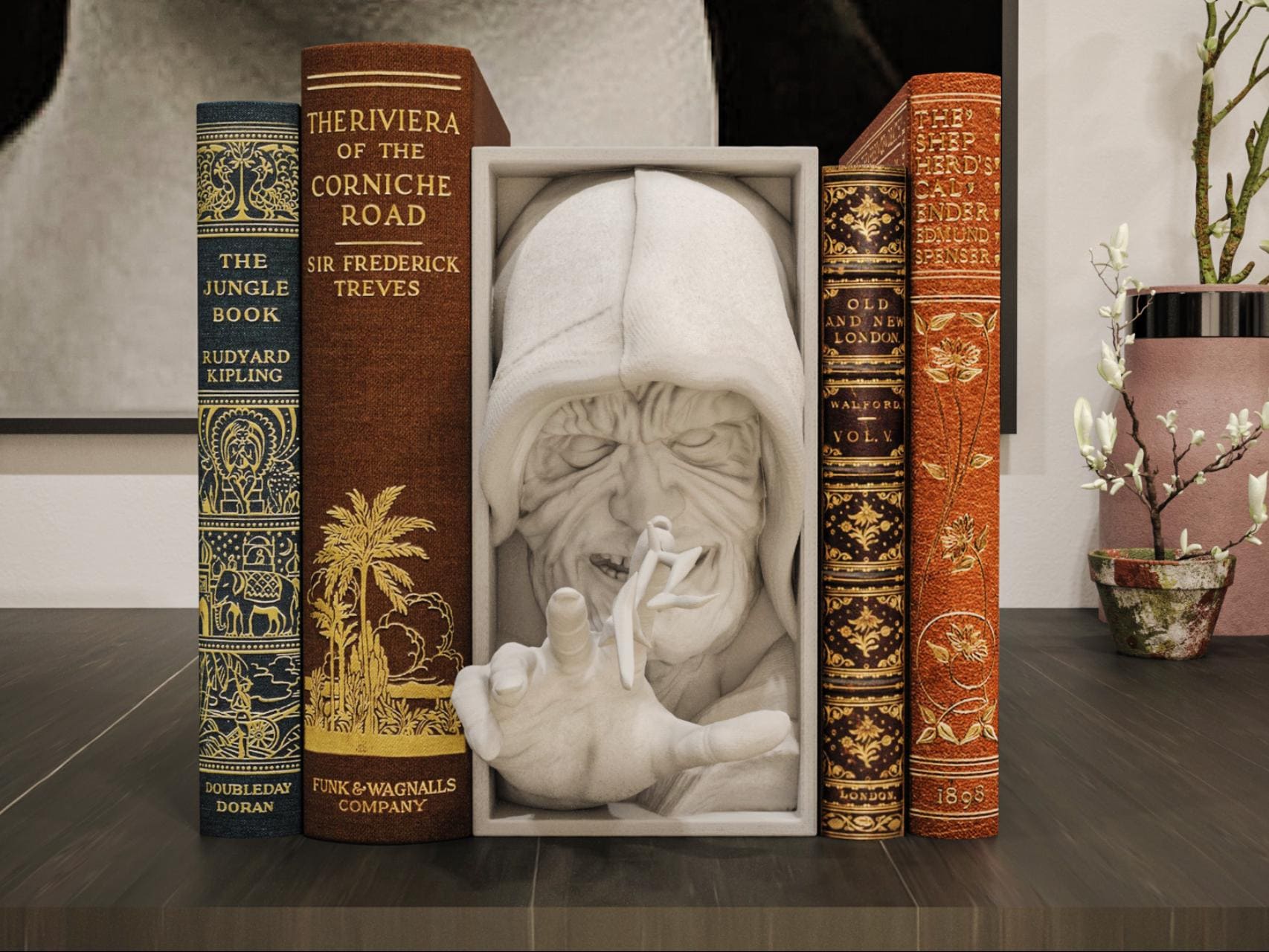 Space Villain Dark Lord Themed 3D Printed Book Nook/wall Bust