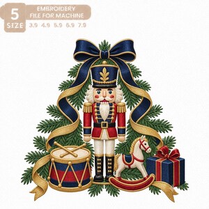 Christmas Nutcracker Machine Embroidery Design, Toy Soldier With Drum File, Winter Holiday Pattern Digital Download Files