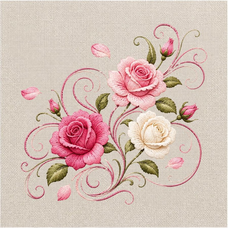 Embroidy Design Roses Rose Embroidery Design - Etsy