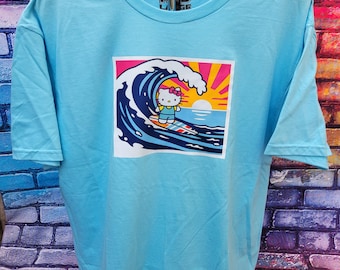 Hola San Diego Kitty Wave camiseta unisex de algodón