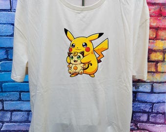 Camiseta unisex de algodón de Pikachu y Meowth