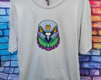 Camiseta unisex de algodón con estampado de palomas