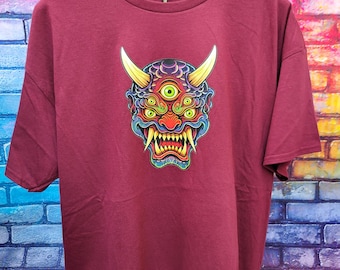 Camiseta unisex de algodón con diseño de máscara Oni.