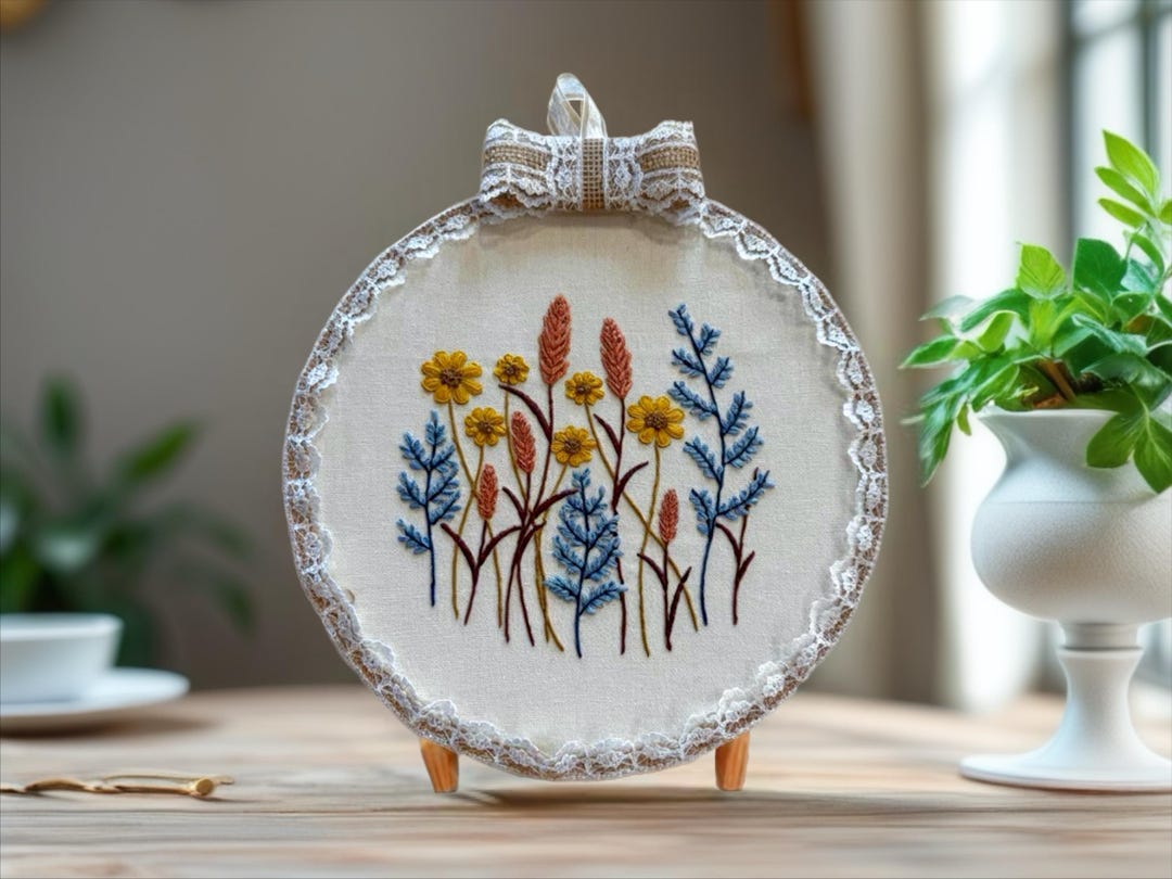 Hand Embroidered Floral Hoop Art | Farmhouse Wall Decor | Mother's Day ...