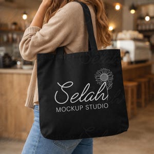 Modello di borsa in tela di cotone nero: stile di vita all'aria aperta (download digitale)