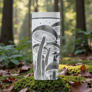 Graverad svampskog Owala SmoothSip Slider isolerad rostfri stålmugg – 355 ml 615 ml – mörk cottagecore kaffekopp bild 4