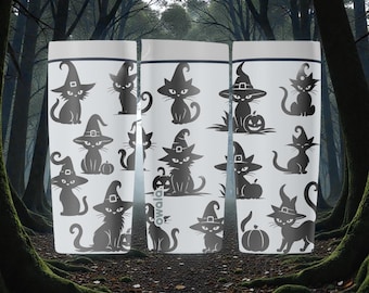 Witchy Katze graviert SmoothSip Becher - Halloween schwarze Katze Edelstahlbecher - gruseliges gemütliches Geschenk