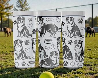 Australischer Schäferhund graviert Owala SmoothSip Slider Edelstahlbecher - 12 Unzen 20 Unzen - Hundeliebhaber Wasserbecher - Geschenkidee für Haustiere