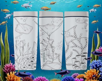Stingray Reef graviert Owala SmoothSip Slider Becher - Ozeanfisch & Koralle Laser graviertes Trinkgeschirr