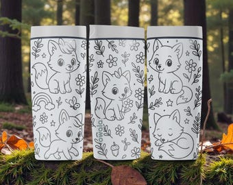 Cute Fox Owala SmoothSip Slider Insulated Stainless Steel Coffee Tumbler – 12oz 20oz – Woodland Fox Floral Nature Gift