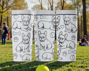 Niedliche französische Bulldogge gravierte Owala SmoothSip Slider Edelstahlbecher - 12 Unzen 20 Unzen - Hundeliebhaber Wasserbecher - Haustier Geschenkidee