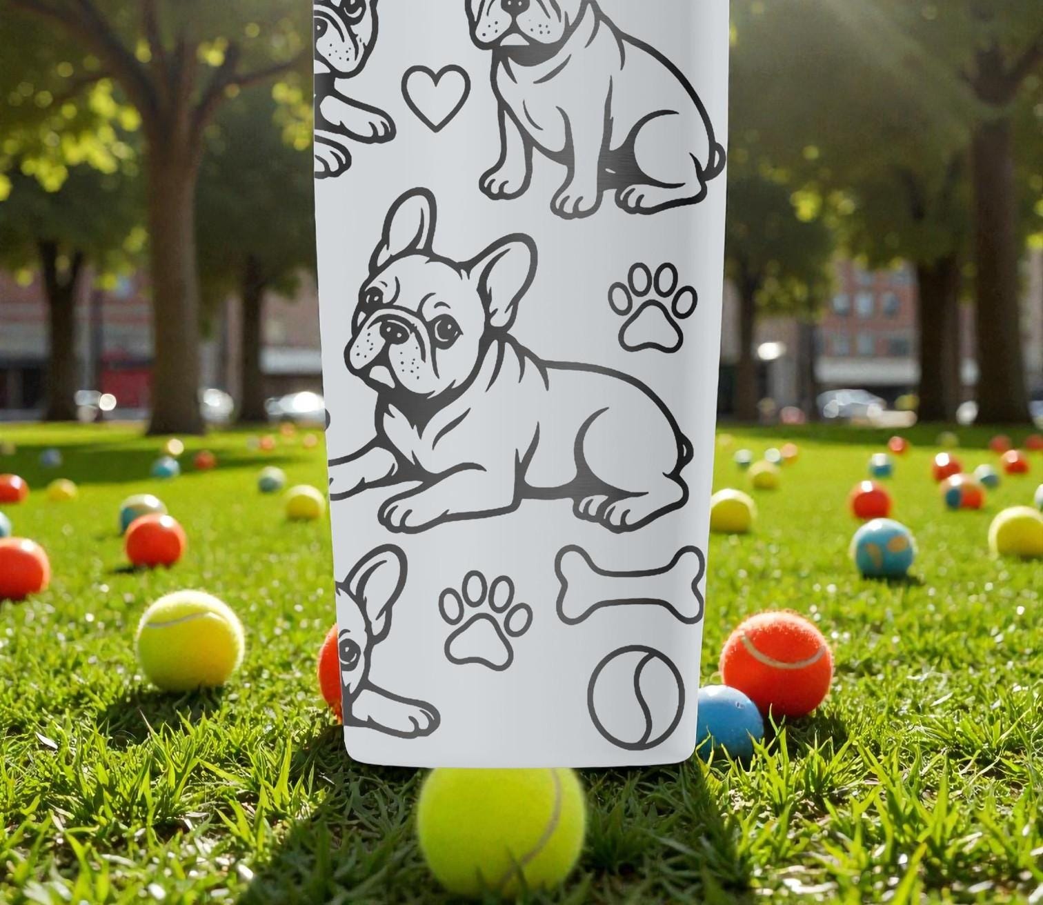 Cute French Bulldog Engraved Owala Smoothsip Slider Insulated