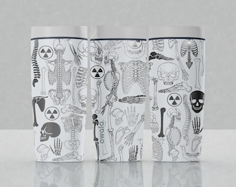 Engraved Radiology Skeleton Owala SmoothSip Slider Insulated Stainless Steel Coffee Tumbler – X Ray Anatomy Cup – Medical Tech Gift