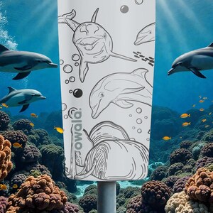 Graverad delfinhavsscen Owala SmoothSip Slider Isolerad rostfri stålmugg – 355 ml 600 ml – Sea Life vattenmugg present bild 7