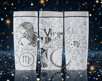 Gravierte Jungfrau Sternzeichen Owala SmoothSip Slider Edelstahlbecher - Celestial Astrology Virgo Geschenk