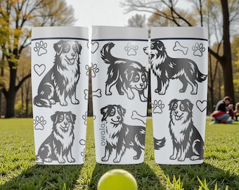 Australian Shepherd Gravierte Owala SmoothSip Slider Isolierte Edelstahlbecher - 12 Unzen 20 Unzen - Hundeliebhaber Wasserschale - Aussie Geschenk