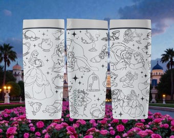 Enchanted Rose Fairytale Owala SmoothSip Slider Insulated Stainless Steel Coffee Tumbler – 12oz 20oz – Magical Love Story Drinkware – Gift