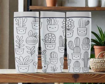Gegraveerde planten Owala SmoothSip-schuifregelaar geïsoleerde roestvrijstalen koffiebeker – 12 oz 20 oz – waterfles Cute Plant Lover – botanisch cadeau