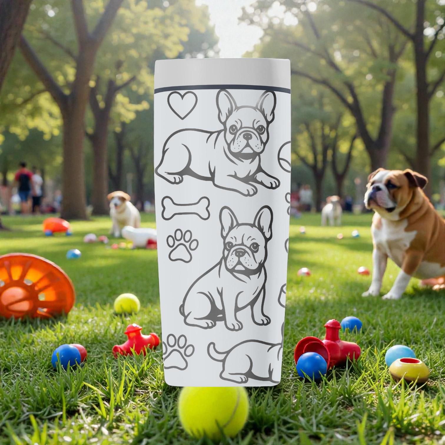 Cute French Bulldog Engraved Owala Smoothsip Slider Insulated