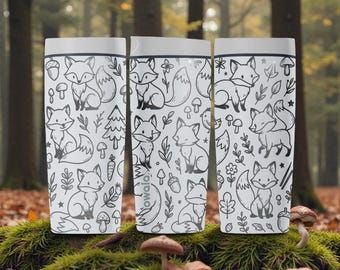 Engraved Fox Woodland Owala SmoothSip Slider Insulated Stainless Steel Coffee Tumbler – 12oz 20oz – Forest Animal Nature Gift