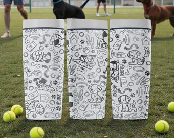 Engraved Playful Dog Icons Owala SmoothSip Slider Insulated Stainless Steel Coffee Tumbler – 12oz 20oz – Dog Park Gift