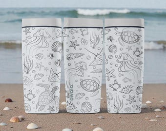 Gravierte Ocean Sea Life Owala SmoothSip Slider Edelstahl-Kaffeebecher - 12oz 20oz - Geschenk für Strandliebhaber