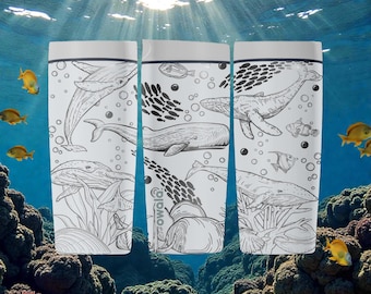 Whales Owala SmoothSip Graverad Rostfri Stålmugg – Design i Havsliv – Kustpresent