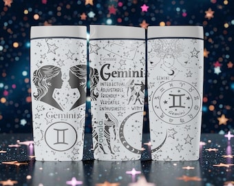 Gemini Zodiac Engraved Owala SmoothSip Slider Insulated Stainless Steel Tumbler – 12oz 20oz – Astrology Gemini Gift