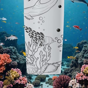 Graverad delfinhavsscen Owala SmoothSip Slider Isolerad rostfri stålmugg – 355 ml 600 ml – Sea Life vattenmugg present bild 8