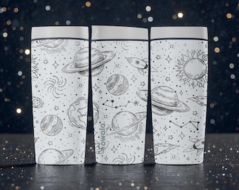 Engraved Galaxy Space Owala SmoothSip Slider Insulated Stainless Steel Coffee Tumbler – 12oz 20oz – Celestial Planet Star Drinkware Gift
