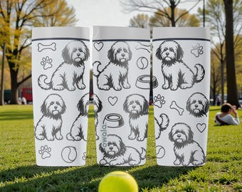 Shih Tzu Dog Engraved Owala SmoothSip Slider Insulated Stainless Steel Tumbler – 12oz 20oz – Fluffy Dog Cup – Dog Lover Gift
