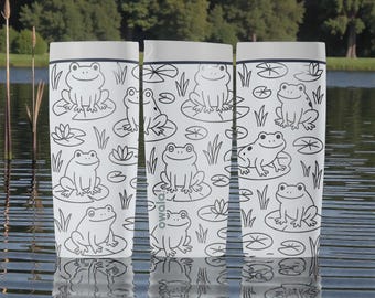 Cute Frog Owala SmoothSip Slider Insulated Stainless Steel Coffee Tumbler – 12oz 20oz – Frog Pond Nature Gift