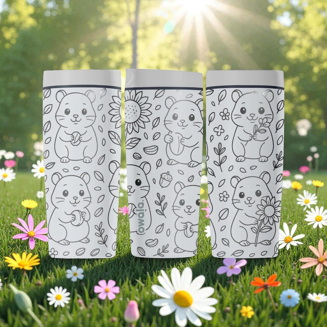 Cute Hamster Engraved Owala Smoothsip Tumbler – Floral Hamster