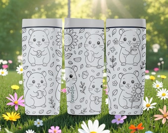 Cute Hamster Engraved Owala SmoothSip Tumbler – Floral Hamster Stainless Steel Cup – Whimsical Animal Gift – 12oz 20oz